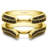 0.4 Ct. Black Stone Double Row Cathedral Ring Guard in Yellow Gold