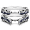 0.4 Ct. Sapphire and Diamond Double Row Cathedral Ring Guard