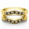 0.26 Ct. Sapphire and Diamond Contour Prong In Channel Wedding Ring Guard in Yellow Gold