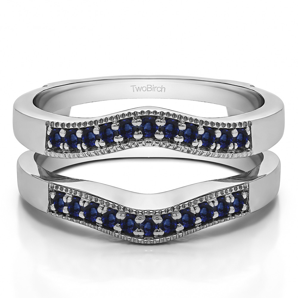 0.26 Ct. Sapphire Contour Prong In Channel Wedding Ring Guard