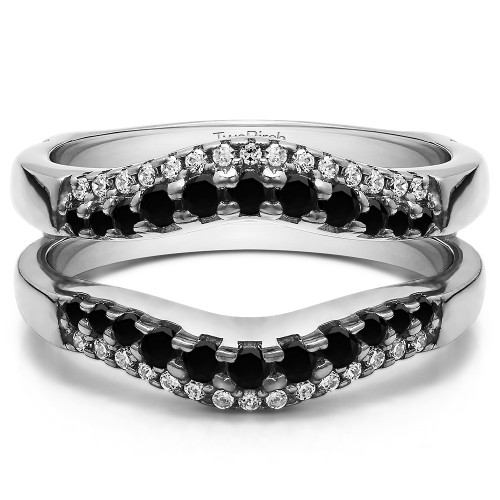0.53 Ct. Black and White Stone Double Row Contour Ring Guard