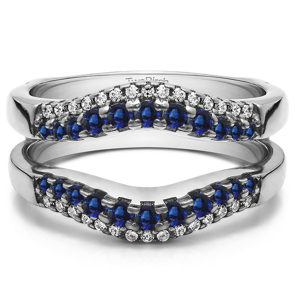 0.53 Ct. Sapphire and Diamond Double Row Contour Ring Guard