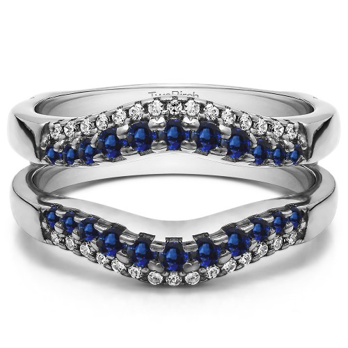 0.53 Ct. Sapphire and Diamond Double Row Contour Ring Guard