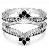 0.38 Ct. Black and White Stone Crown Chevron Contour Ring Guard