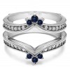 0.38 Ct. Sapphire and Diamond Crown Chevron Contour Ring Guard