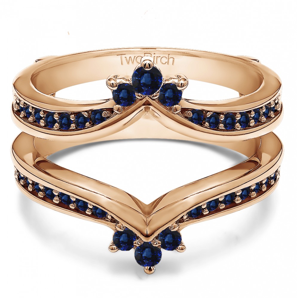 0.38 Ct. Sapphire Crown Chevron Contour Ring Guard in Rose Gold