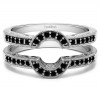 0.21 Ct. Black Stone Filigree Millgrained Vintage Halo Ring Guard