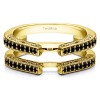 0.29 Ct. Black Stone Cathedral Ring Guard with Millgrained Edges and Filigree Design in Yellow Gold