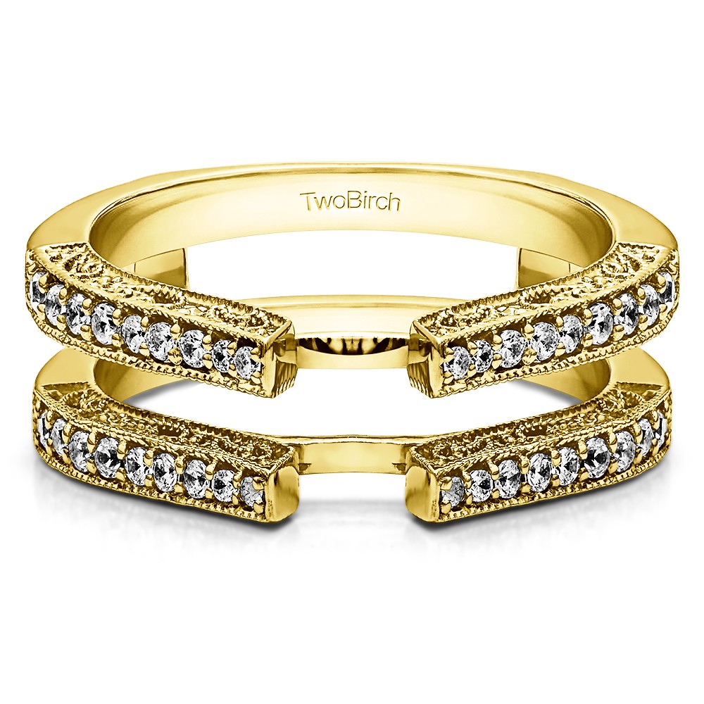 0.29 Ct. Cathedral Ring Guard with Millgrained Edges and Filigree Design
