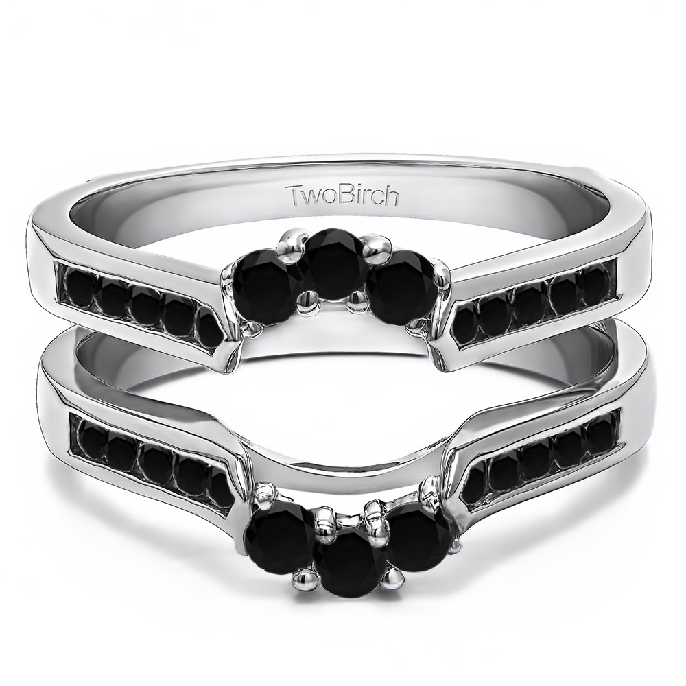 0.54 Ct. Black Stone Royalty Inspired Half Halo Ring Guard Enhancer