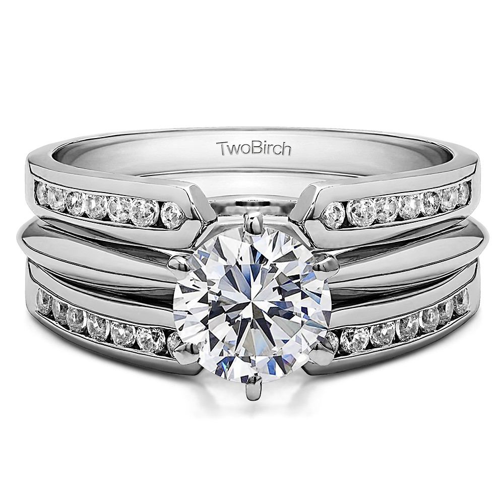 0.4 Ct. Channel Set Cathedral Ring Guard Enhancer