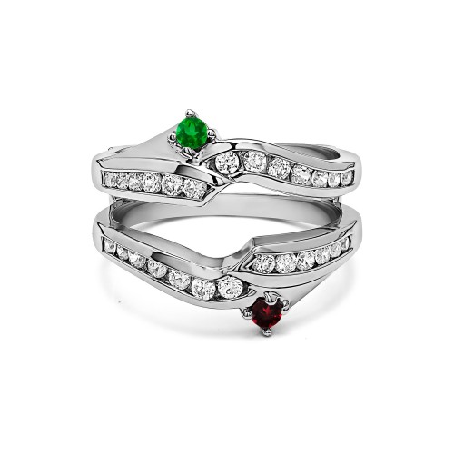 Genuine Birthstone Ying Yang Inspired Anniversary Ring Guard(0.79 Carat)