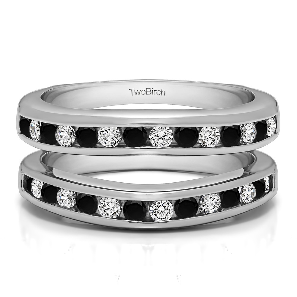 0.66 Ct. Black and White Stone Channel Set Contour Wedding Ring