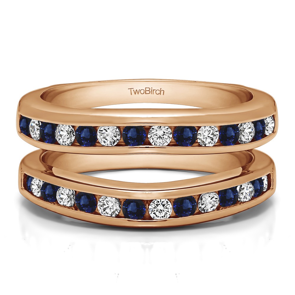 0.66 Ct. Sapphire and Diamond Channel Set Contour Wedding Ring in Rose Gold