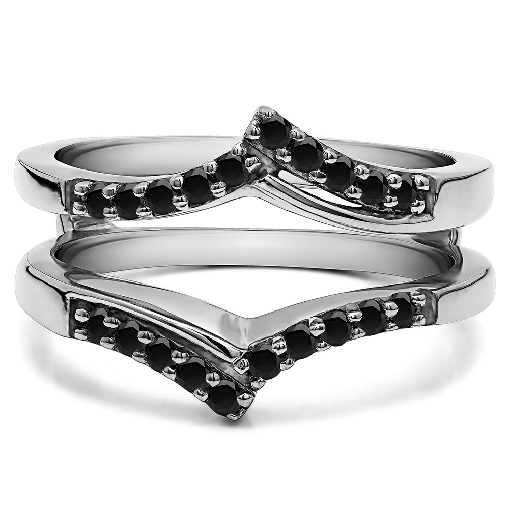 Black Stone Bypass Prong Set Wedding Ring Guard