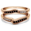 0.22 Ct. Black and White Stone Channel Set Knott Designed Ring Guard Enhancer in Rose Gold