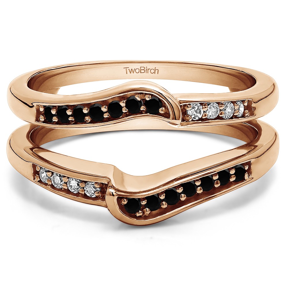0.22 Ct. Black and White Stone Channel Set Knott Designed Ring Guard Enhancer in Rose Gold