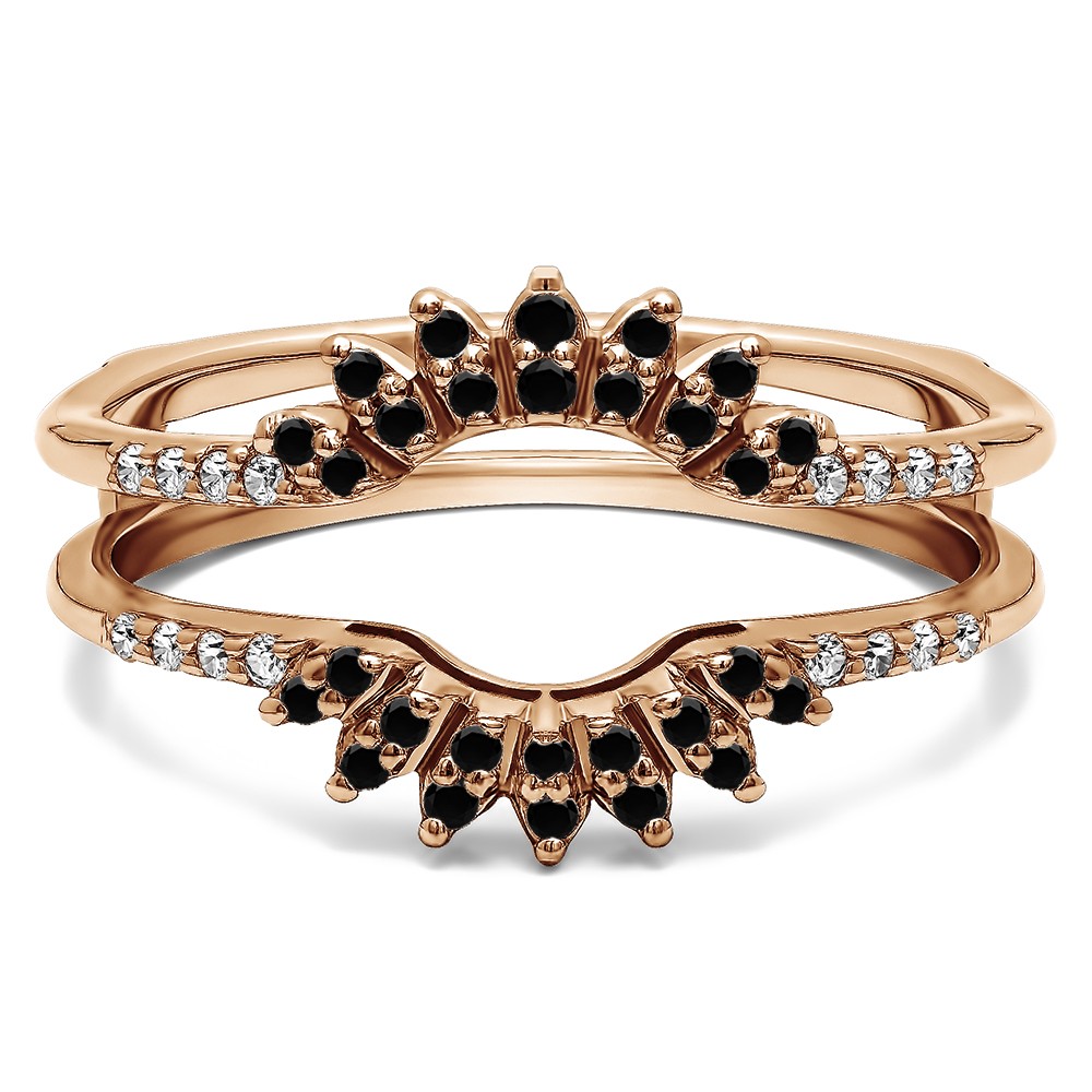 0.2 Ct. Black and White Stone Contoured Wedding Ring Jacket in Rose Gold
