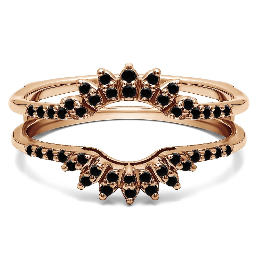0.2 Ct. Black Stone Contoured Wedding Ring Jacket in Rose Gold