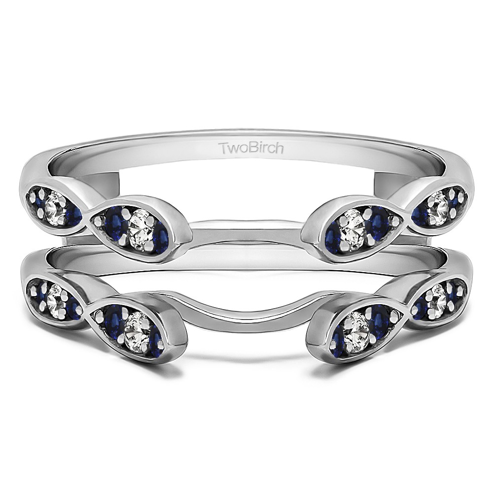 0.32 Ct. Sapphire and Diamond Shared Prong Cathedral Infinity Ring Guard