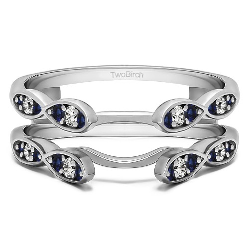 0.32 Ct. Sapphire and Diamond Shared Prong Cathedral Infinity Ring Guard