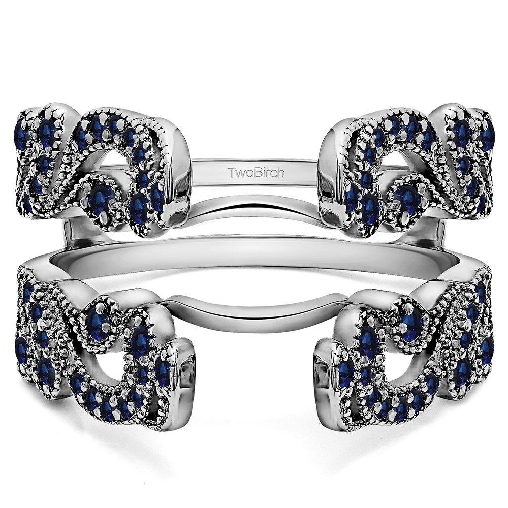 .50 Ct. Sapphire Wide Vintage Filigree Millgrained Ring Guard