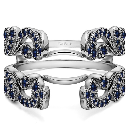 .50 Ct. Sapphire Wide Vintage Filigree Millgrained Ring Guard