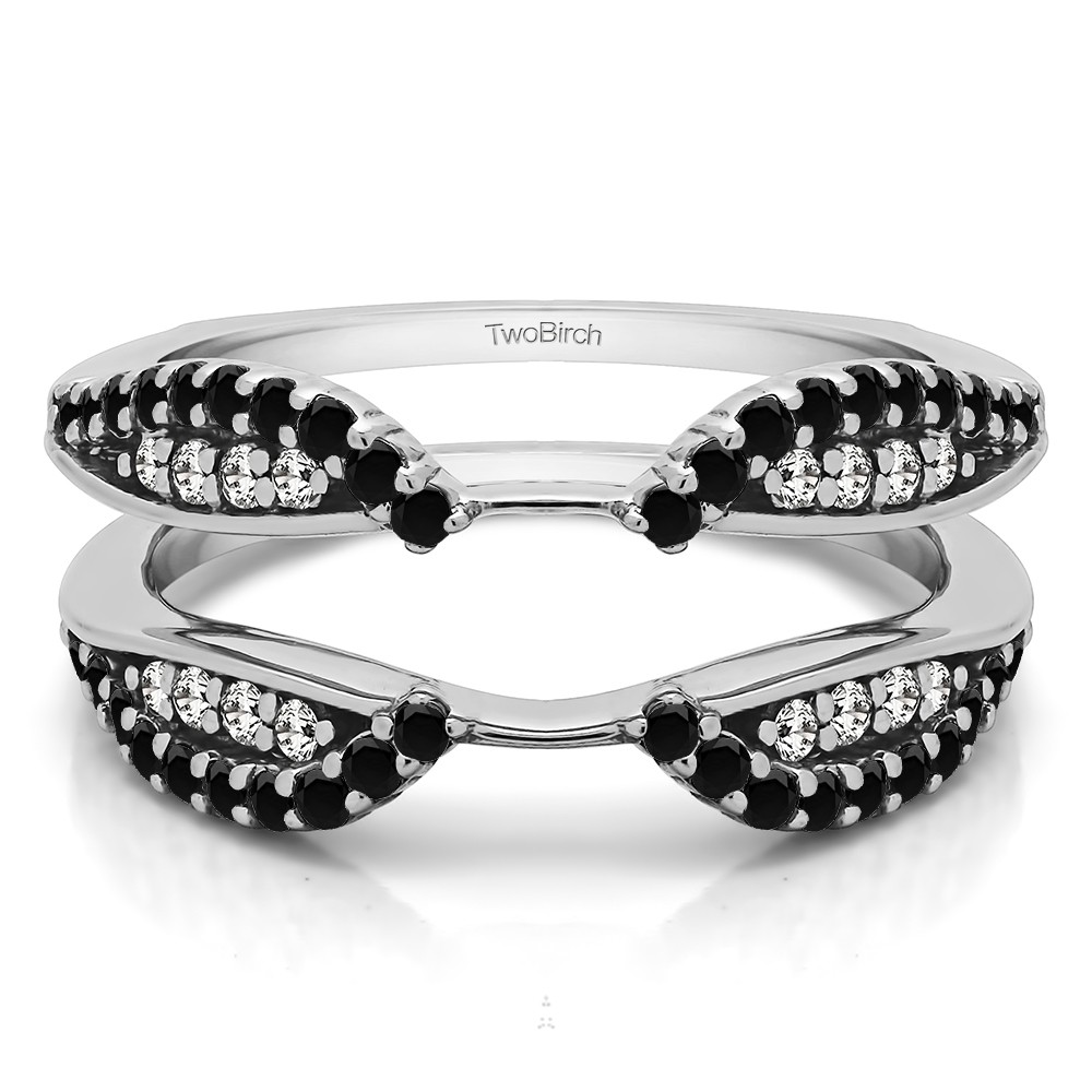 0.56 Ct. Black and White Stone Cathedral Infinity Ring Guard Enhancer