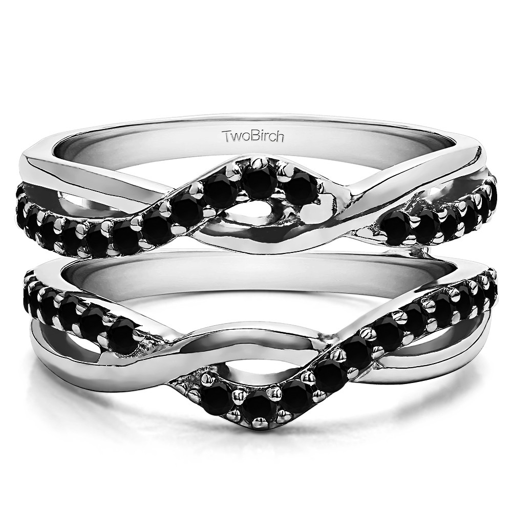 0.57 Ct. Black Stone Criss Cross Infinity Ring Guard Enhancer
