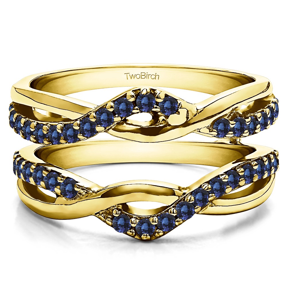 0.57 Ct. Sapphire Criss Cross Infinity Ring Guard Enhancer in Yellow Gold