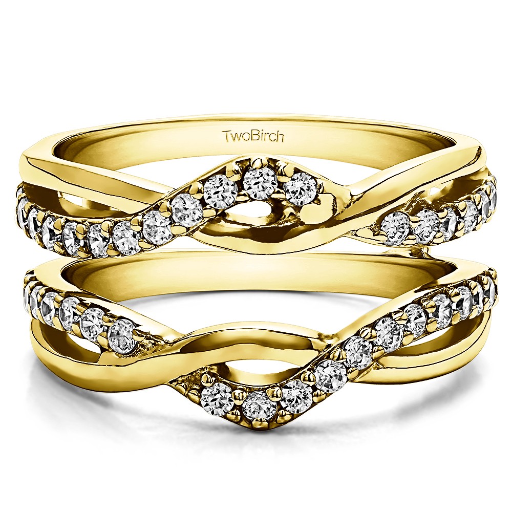 0.57 Ct. Criss Cross Infinity Ring Guard Enhancer in Yellow Gold