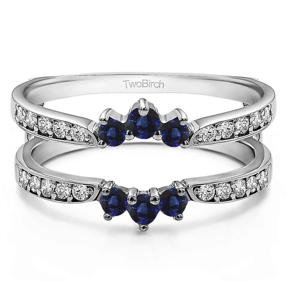 0.56 Ct. Sapphire and Diamond Crown Inspired Half Halo Ring Guard