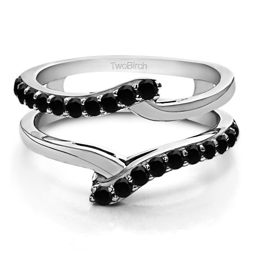 0.5 Ct. Black Stone Bypass Shared Prong Ring Guard