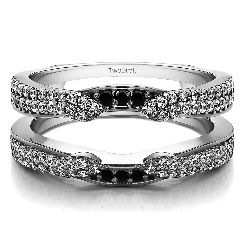 0.5 Ct. Black and White Stone Double Row Cathedral Ring Guard Enhancer