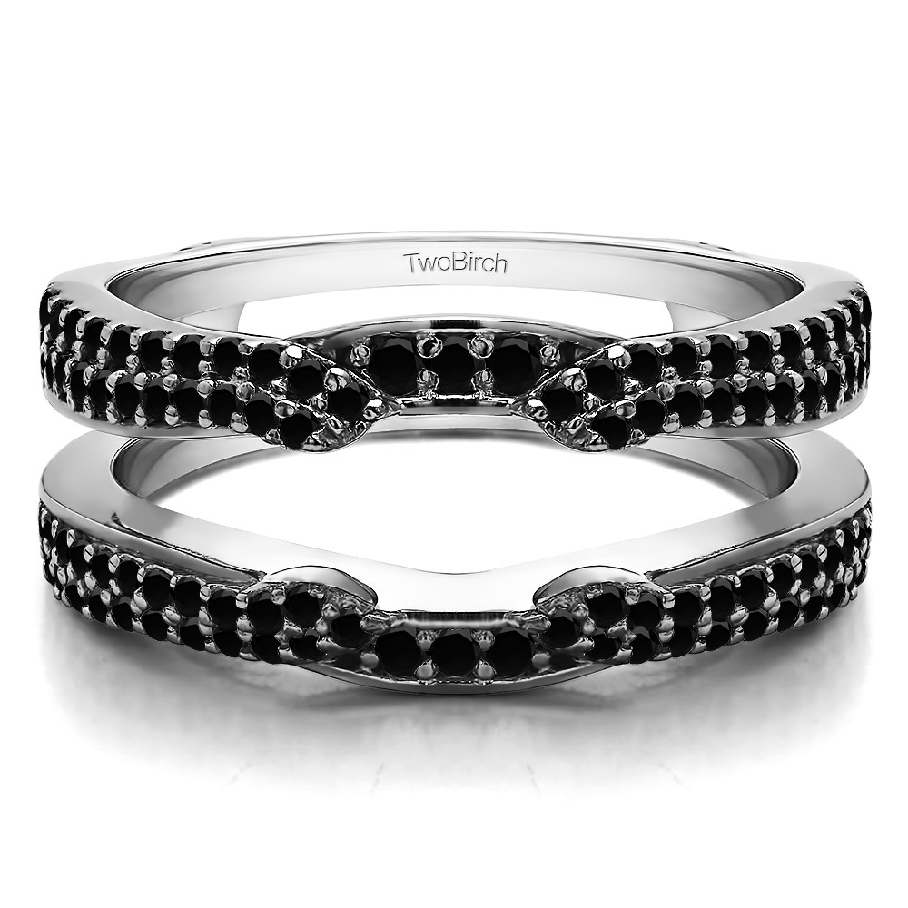0.5 Ct. Black Stone Double Row Cathedral Ring Guard Enhancer