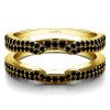 0.5 Ct. Black Stone Double Row Cathedral Ring Guard Enhancer in Yellow Gold