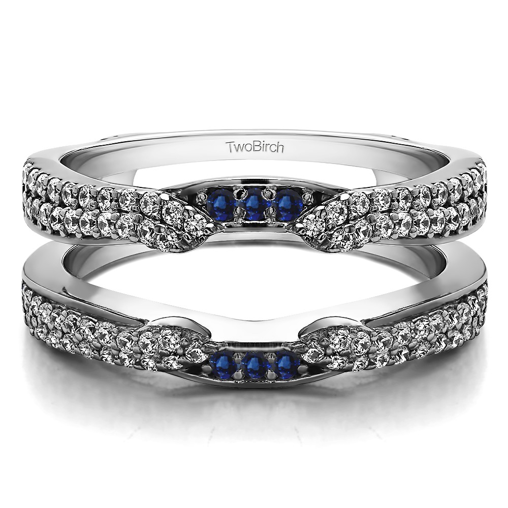 0.5 Ct. Sapphire and Diamond Double Row Cathedral Ring Guard Enhancer