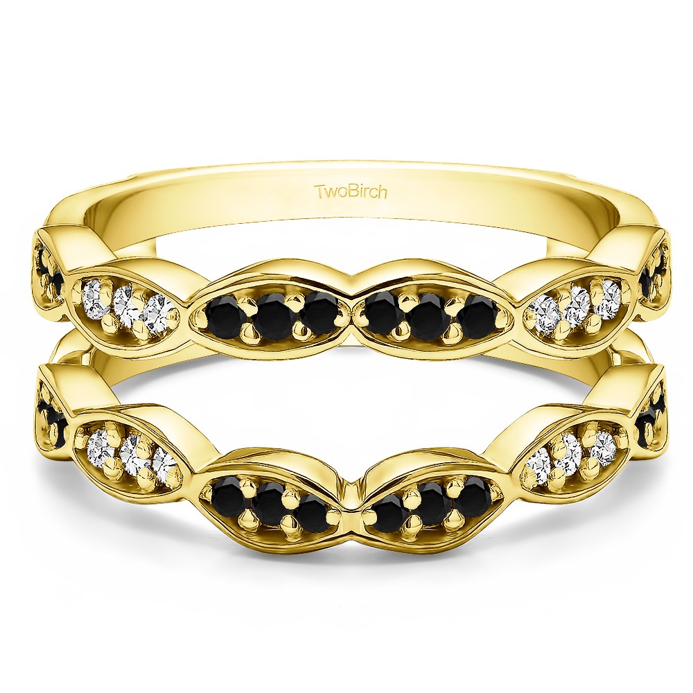0.3 Ct. Black and White Stone Vintage Stacking Guard Enhancer in Yellow Gold