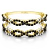 0.55 Ct. Black and White Stone Infinity Prong Set ring guard in Yellow Gold