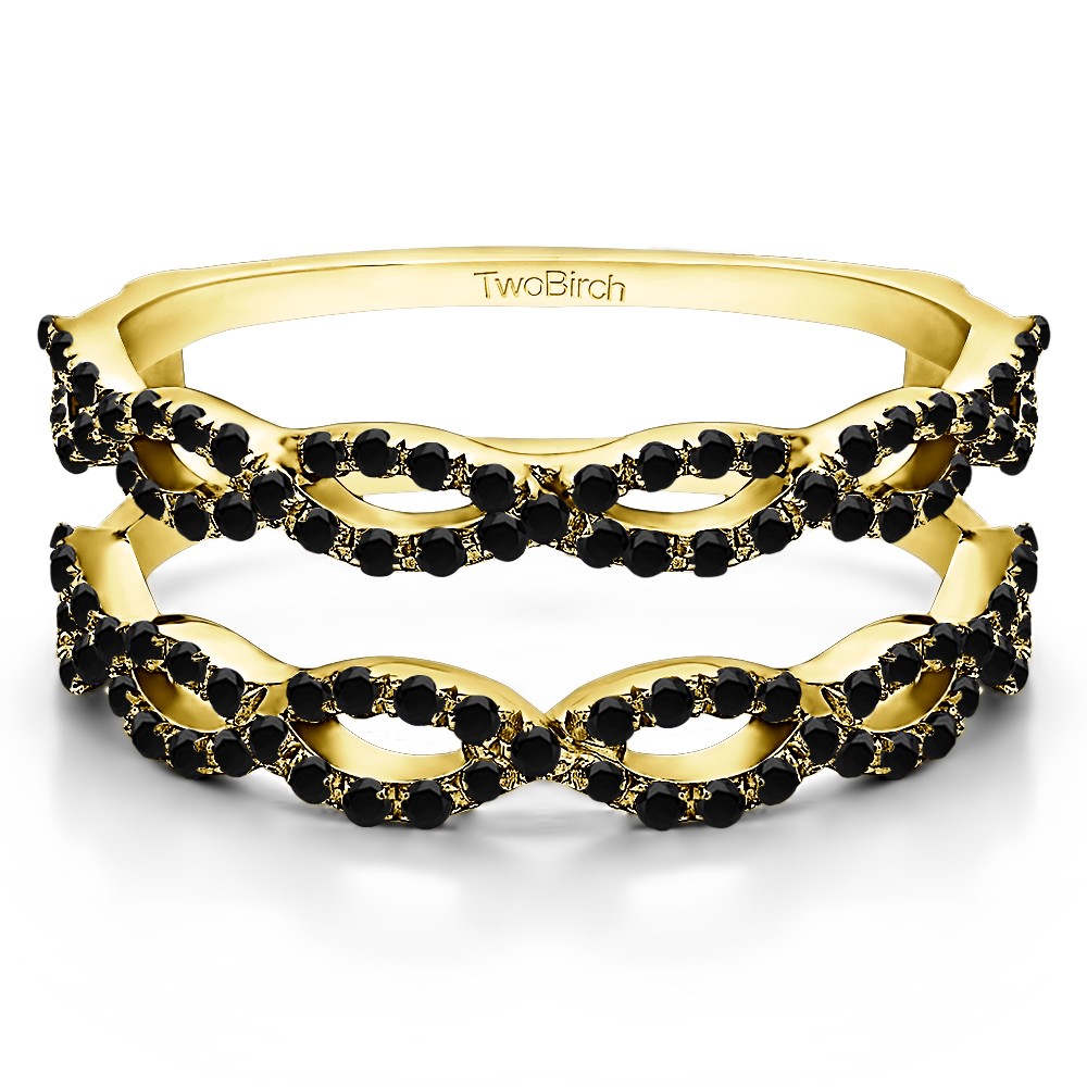0.55 Ct. Black Stone Infinity Prong Set ring guard in Yellow Gold