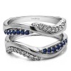 0.43 Ct. Sapphire and Diamond Double Row Bypass Ring Guard Enhancer