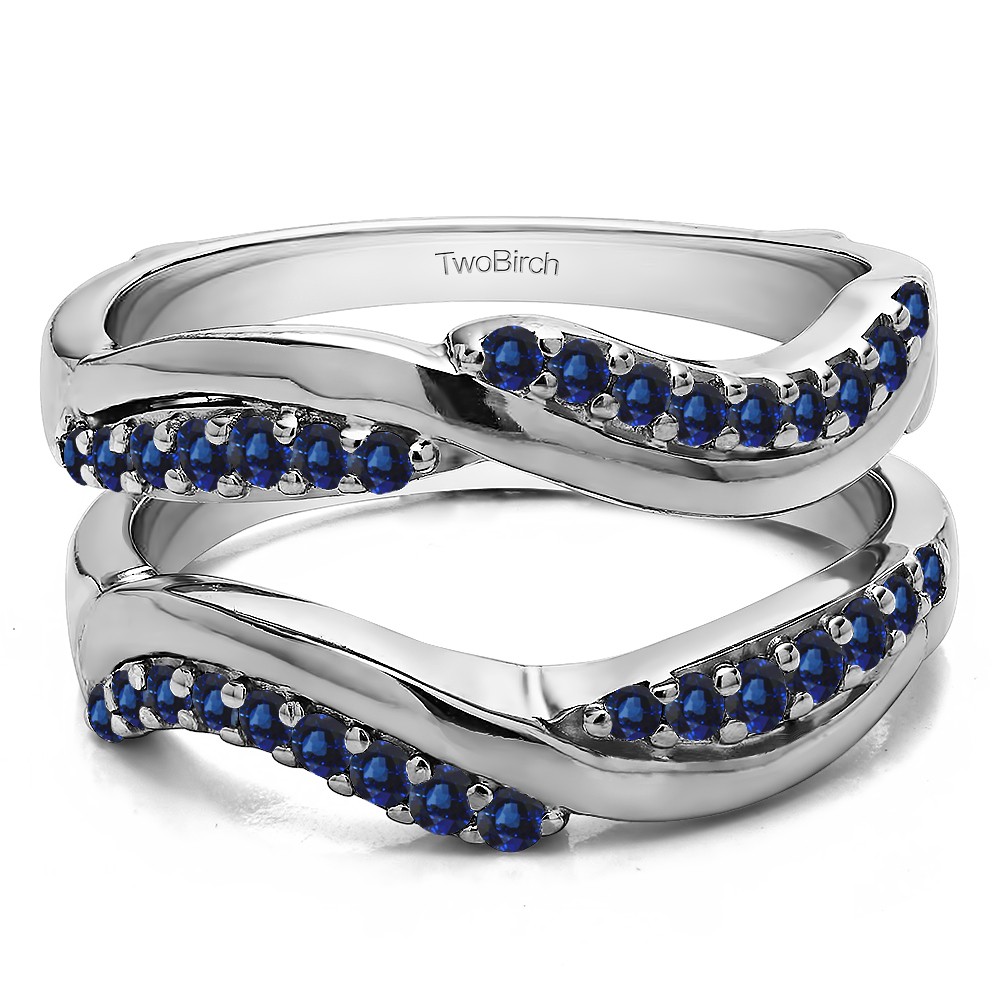 0.43 Ct. Sapphire Double Row Bypass Ring Guard Enhancer