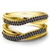 0.47 Ct. Sapphire Double Row Pave Set Curved Guard Enhancer in Yellow Gold