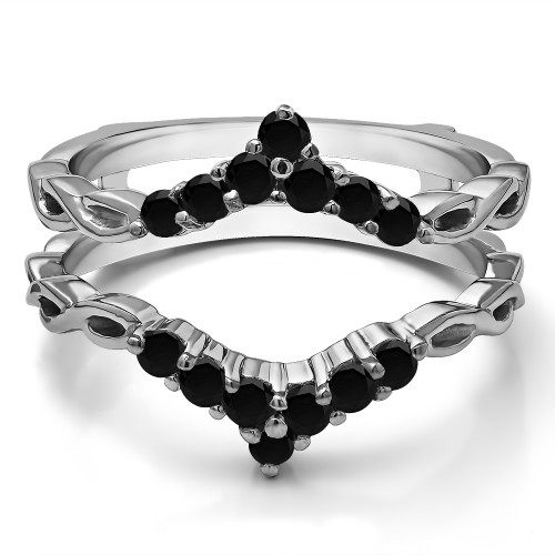 0.45 Ct. Black Stone Infinity Chevron Ring Guard Enhancer