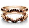 0.26 Ct. Black Stone Contoured Leaf Wedding Ring Jacket in Rose Gold
