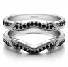 0.26 Ct. Black Stone Contoured Leaf Wedding Ring Jacket