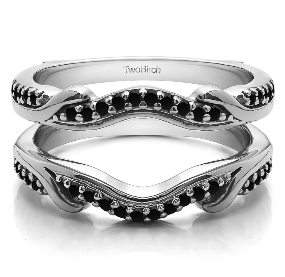 0.26 Ct. Black Stone Contoured Leaf Wedding Ring Jacket