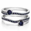 0.66 Ct. Sapphire Two Stone Curved Ring Guard Enhancer