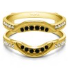 0.22 Ct. Black and White Stone Contoured Bridal Wedding Ring Guard in Yellow Gold