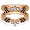 0.51 Ct. Black and White Stone Double Shared Prong Curved Ring Guard Enhancer in Rose Gold